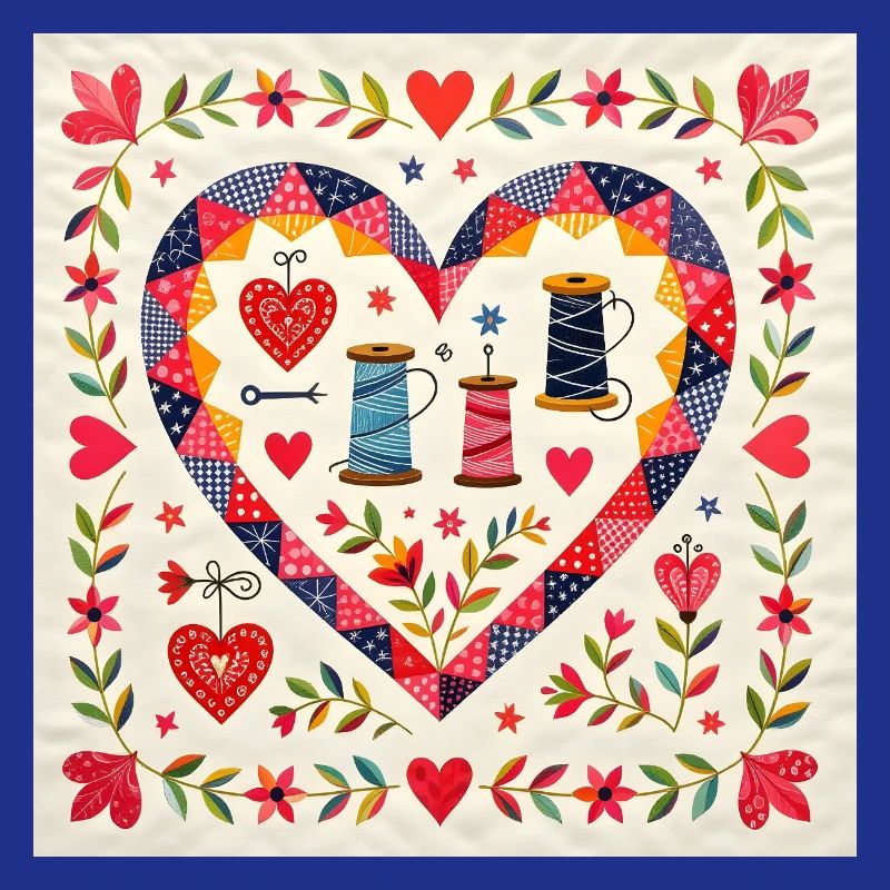 Patchwork Herz mit Garnen