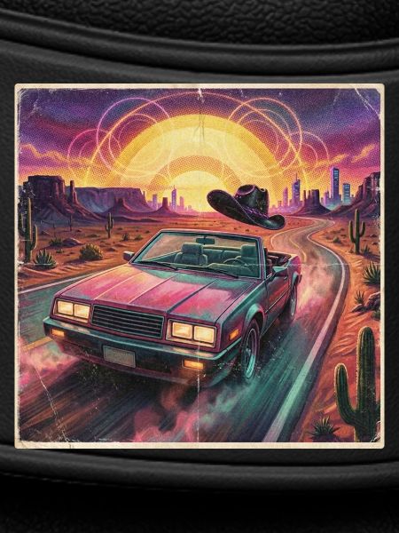 Retro Synthwave Wüstenfahrt