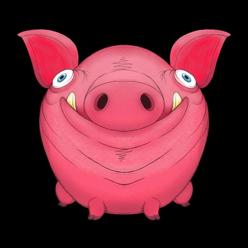 Mignon rond dessin animé cochon