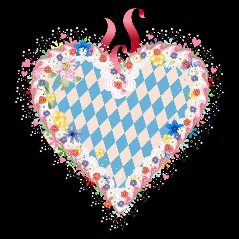 Gingerbread heart shape in blue and white Bavarian style
