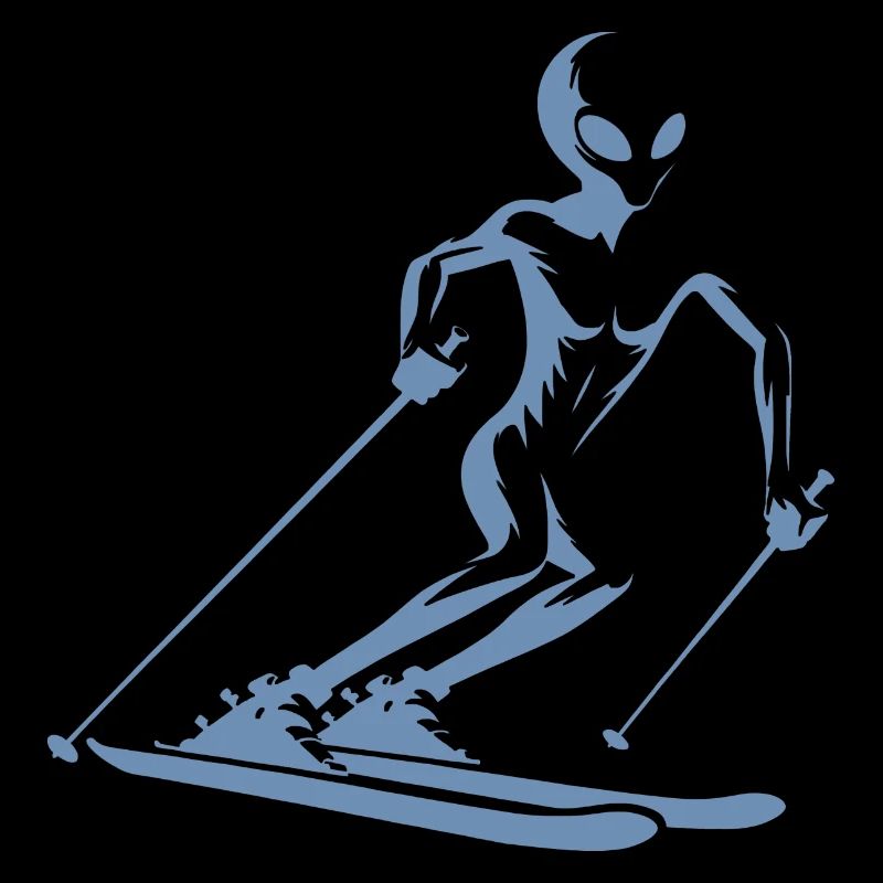 Alien skier silhouette for minimalist