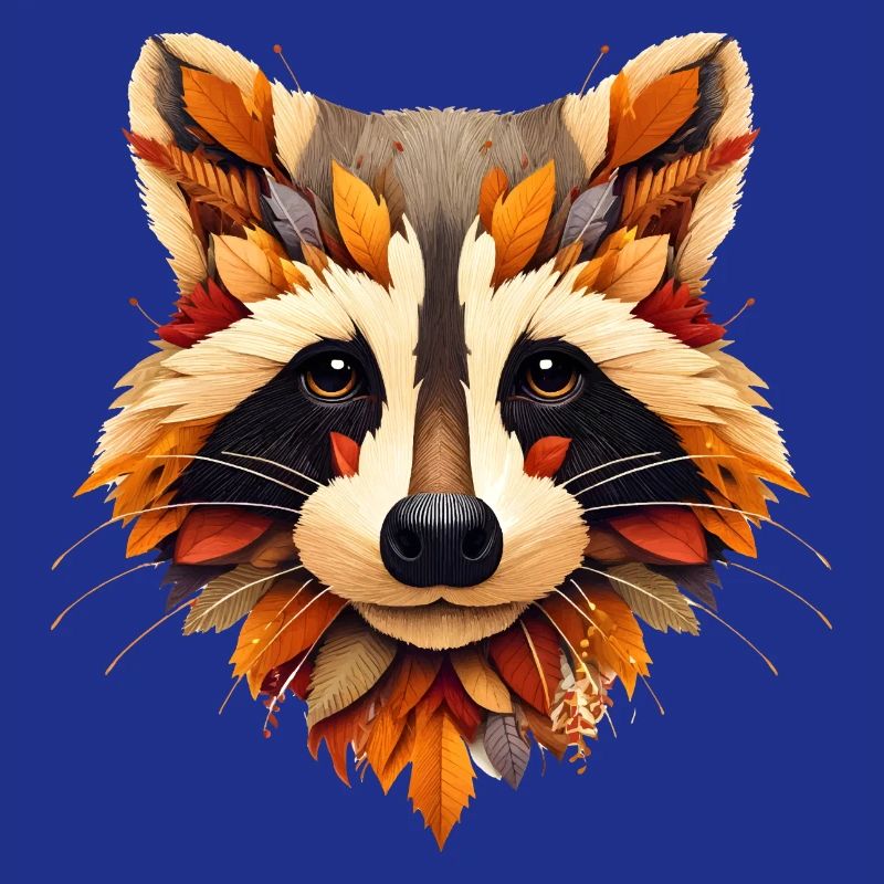 Raccoon, designed from different leaves