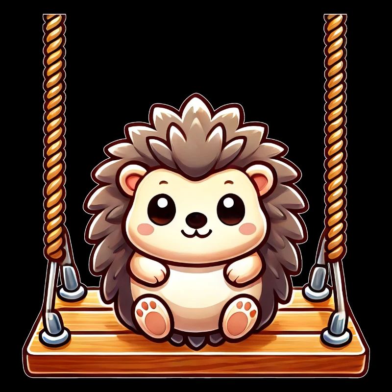 hérisson balançant aire de jeux dessin animé mignon