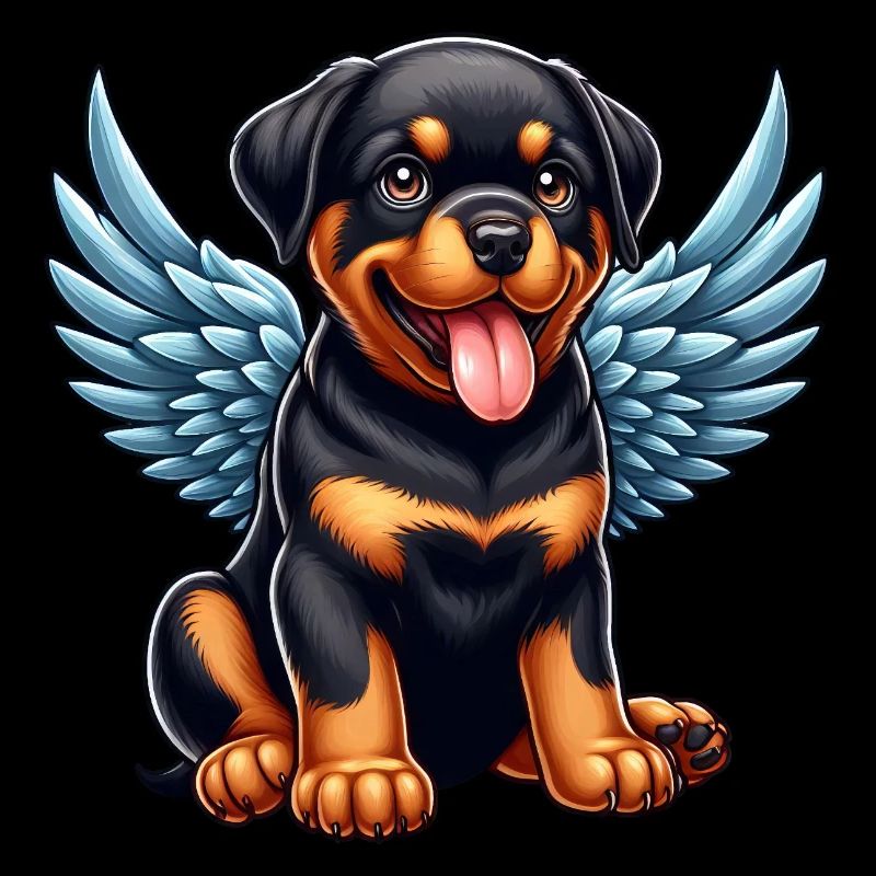 Mignon Rottweiler Angel Chibi Dessin animé