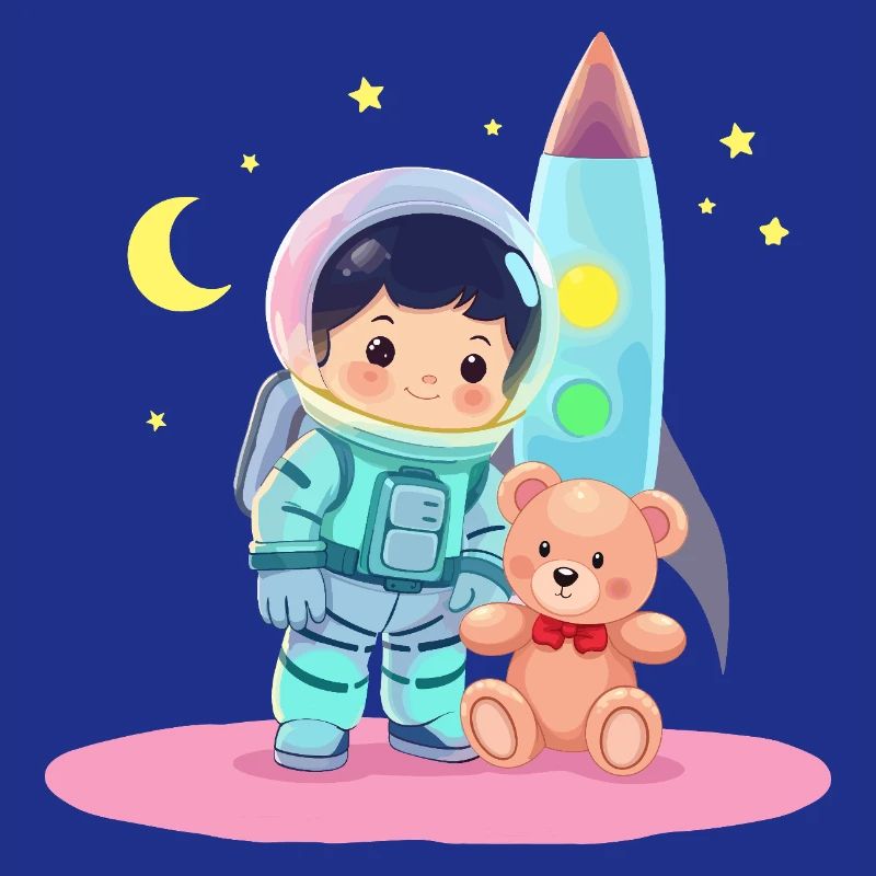 Astronaut with teddy bear