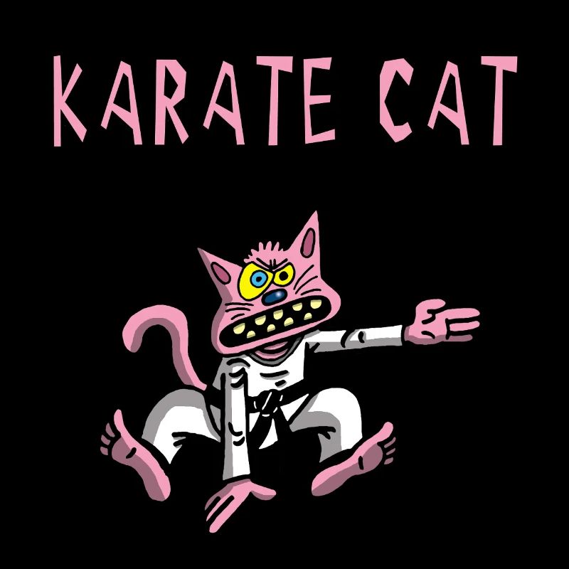 Karate und rosa Katze