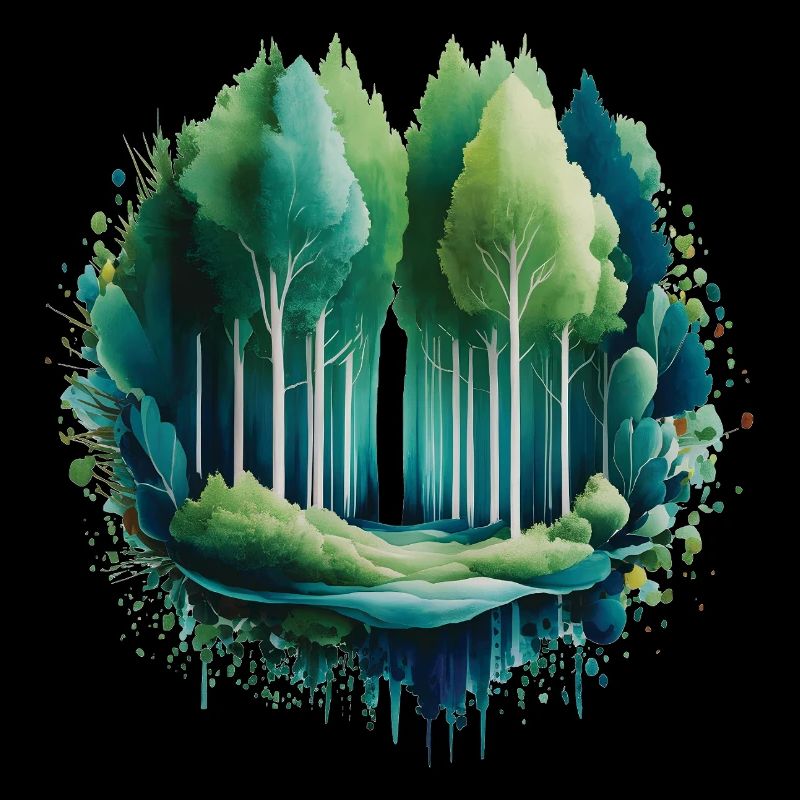 Wald Langbaum Naturmalerei-Druck