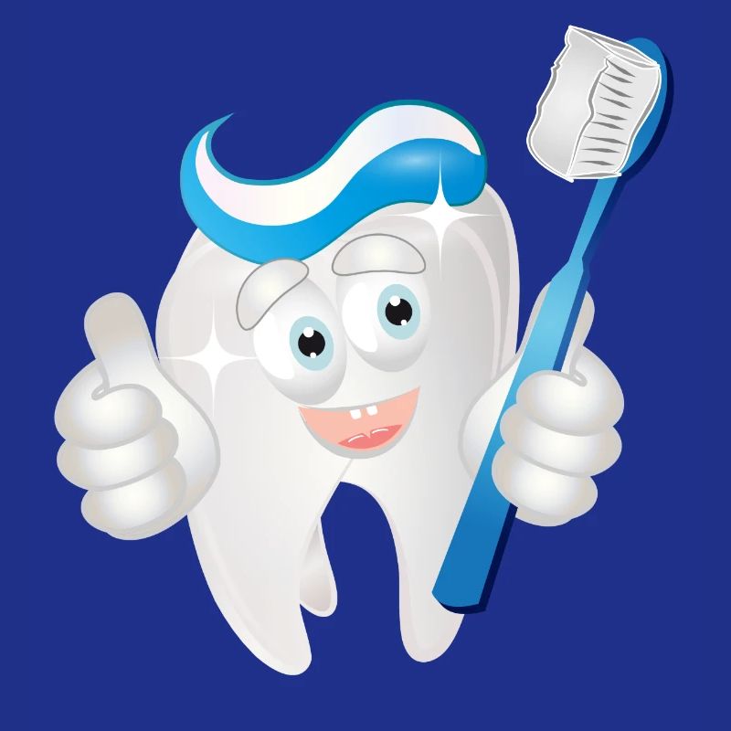 radiant white tooth with toothpaste as a comic