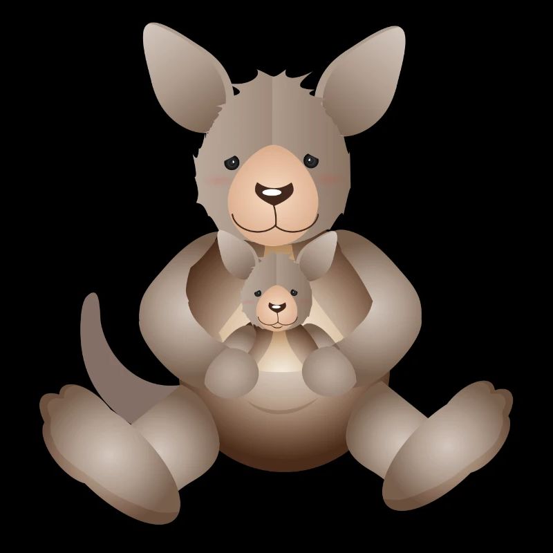 Kangaroo mom with small sugar-sweet offspring