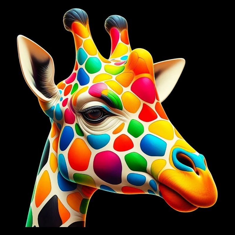 Giraffe colored and painted like Harlequin