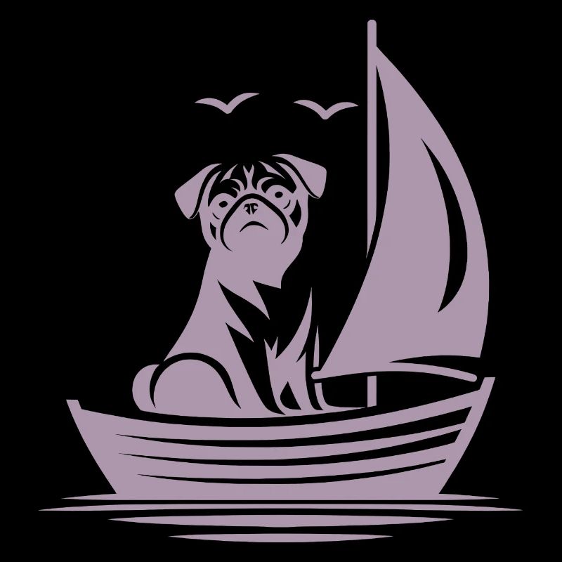 Mops Silhouette Segelboot minimalistisch