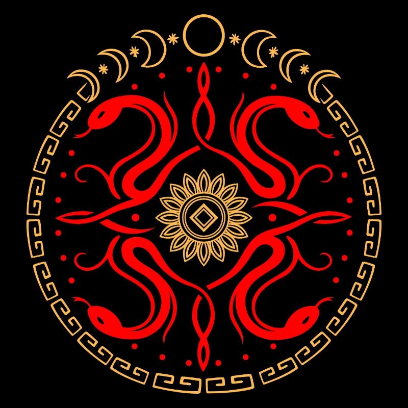 Snake wheel with moon phases