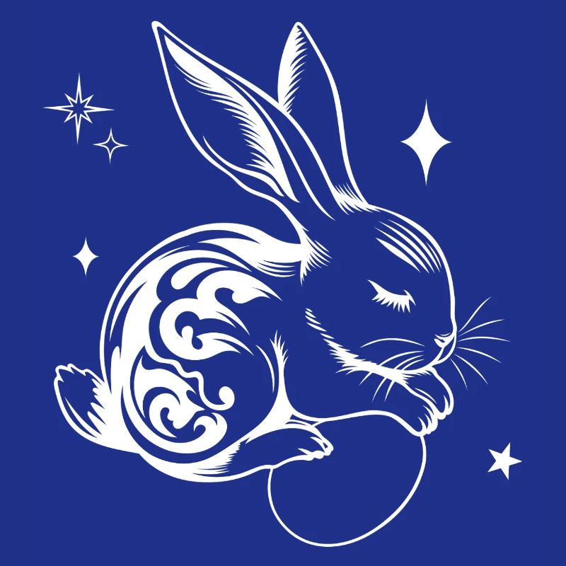 Sleeping Easter Bunny with Tribal and Eggs