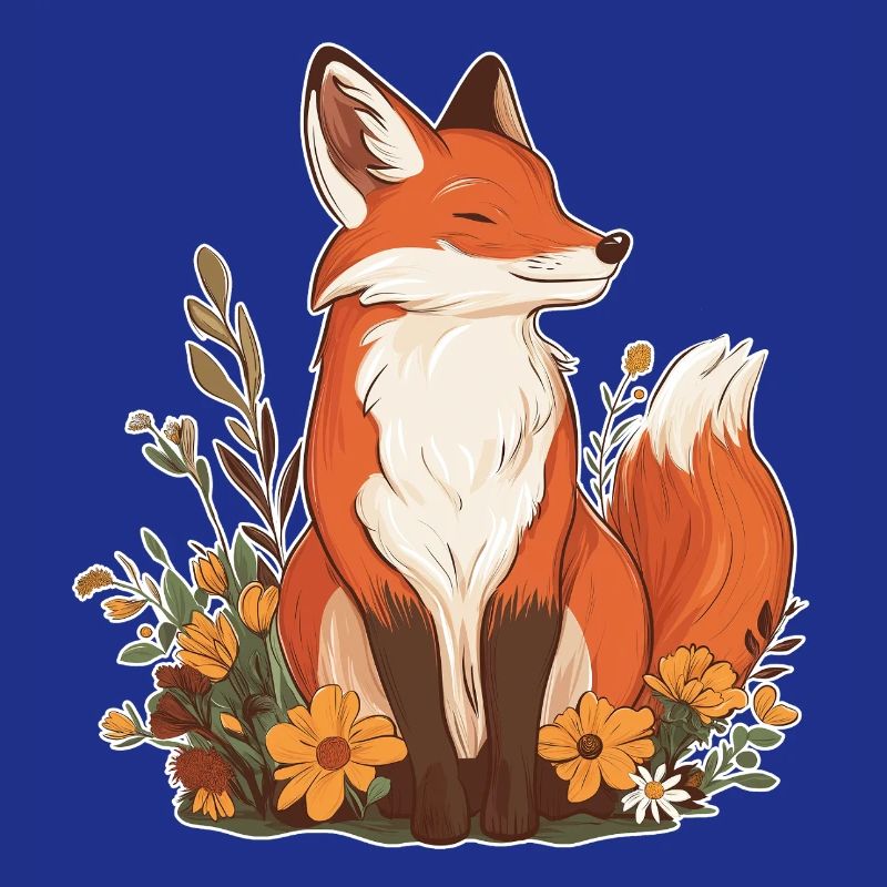 Renard avec des fleurs