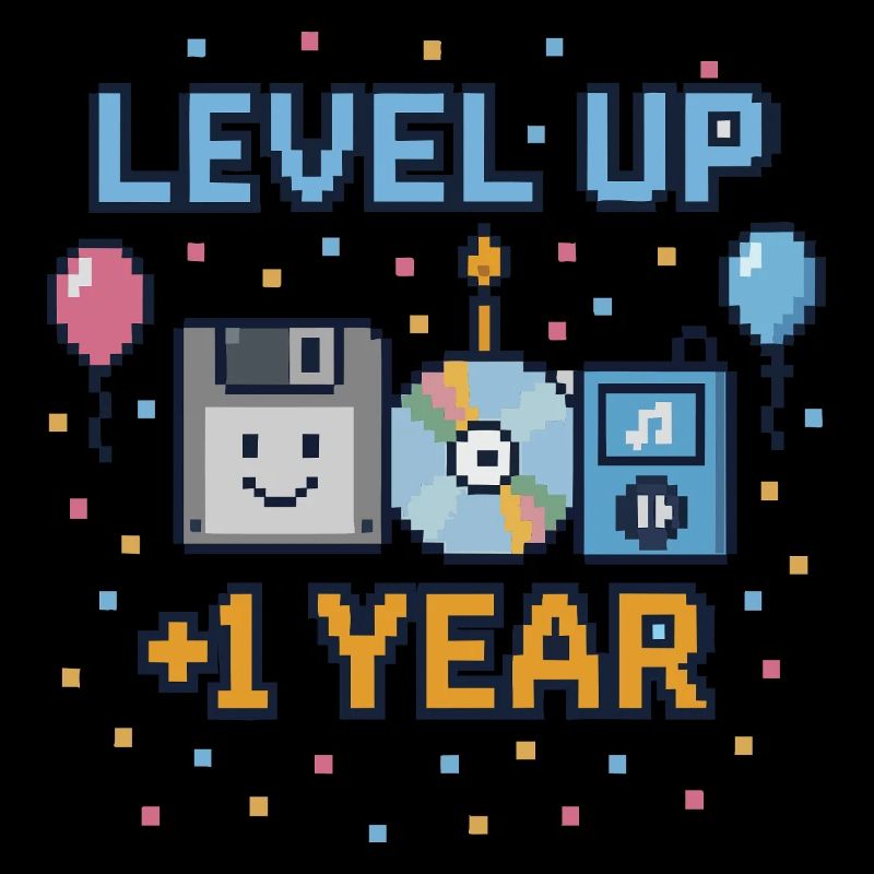 Level Up Geburtstag – Pixel Retro