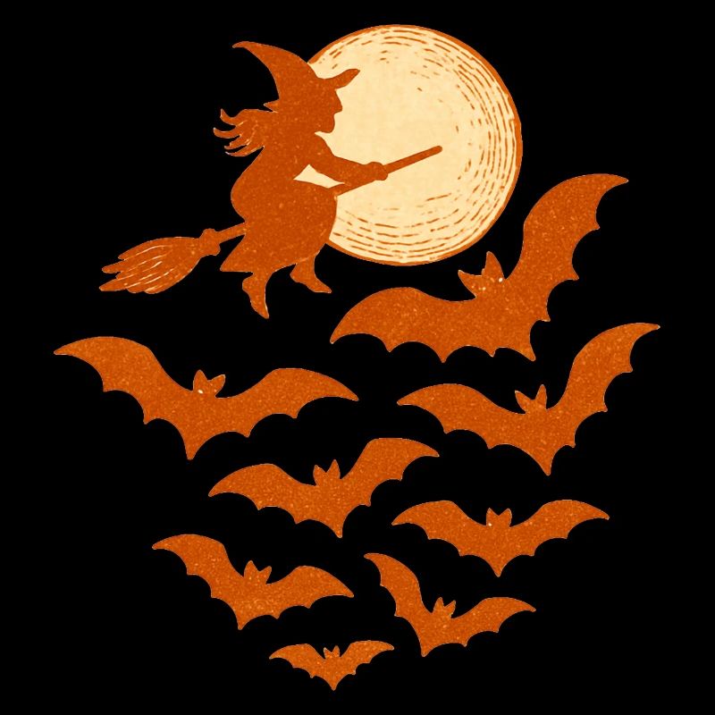 Flying Witch with Bats – Halloween Design