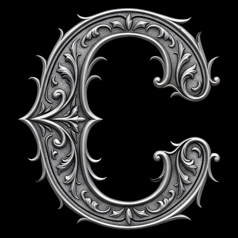 der Buchstabe C Silber Metallic Ornament