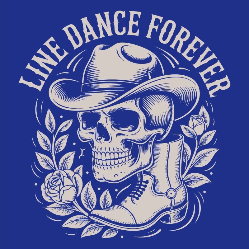 Skull with Cowboy Hat Line Dance Forever