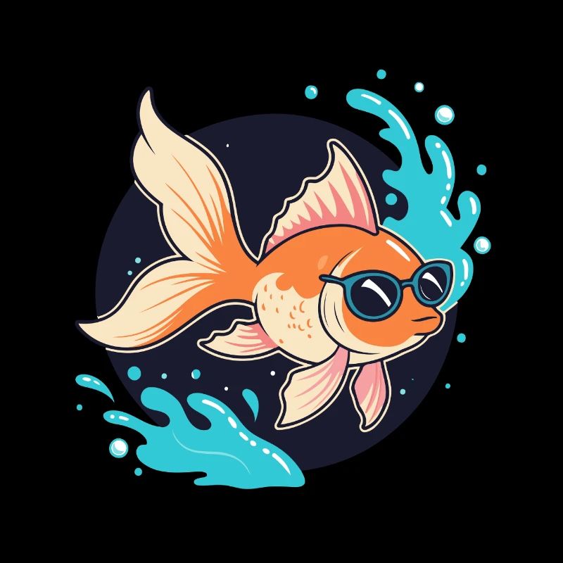 Poisson doré rétro lunettes