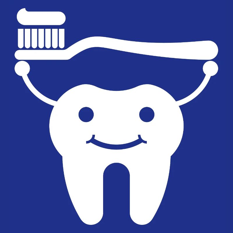 Tooth with toothbrush and toothpaste