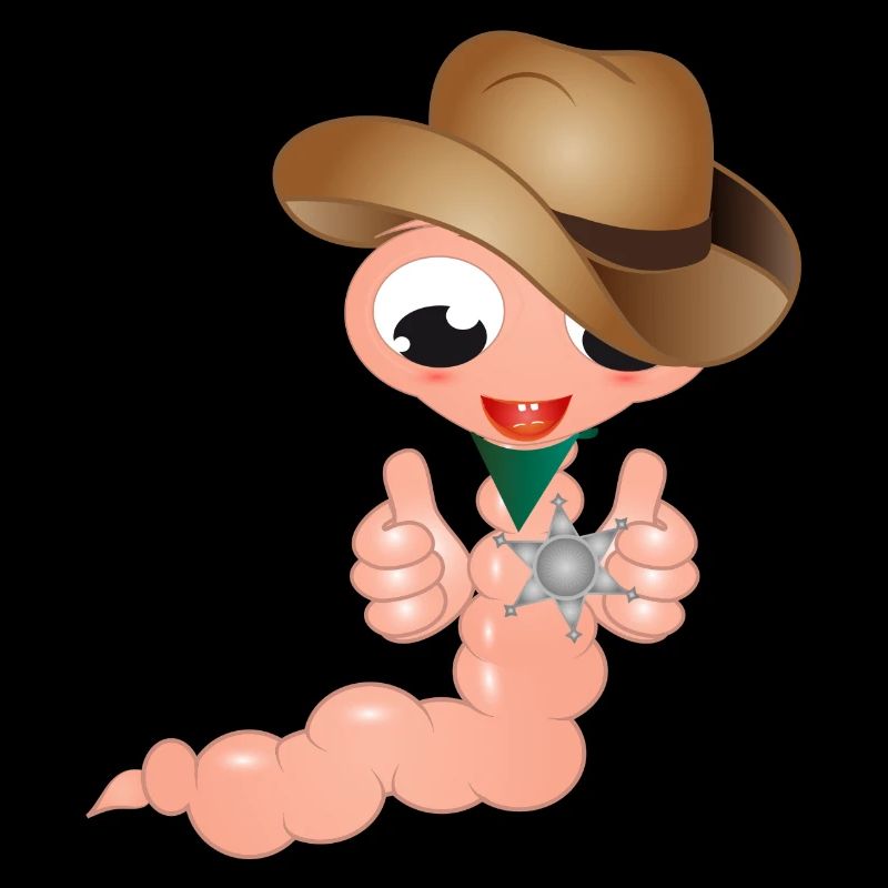 small earthworm as cowboy with sheriff's star