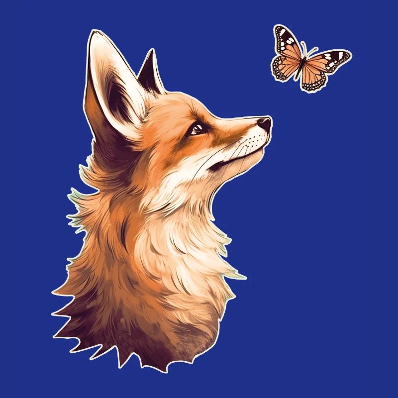 Renard avec papillon