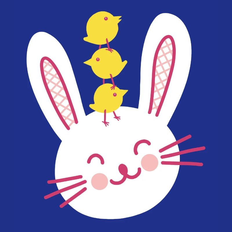 Lapin de Pâques et trois poussins mignons