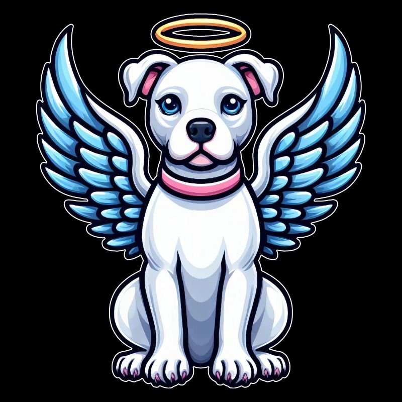 Chien de dessin animé Pitbull Angel mignon avec des ailes