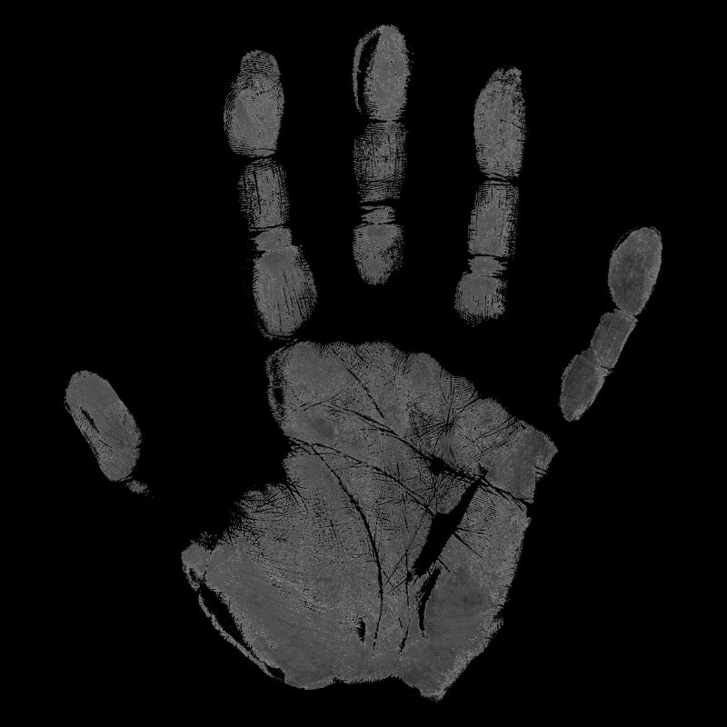 Empreinte de main, identité peinte, doigts et paume