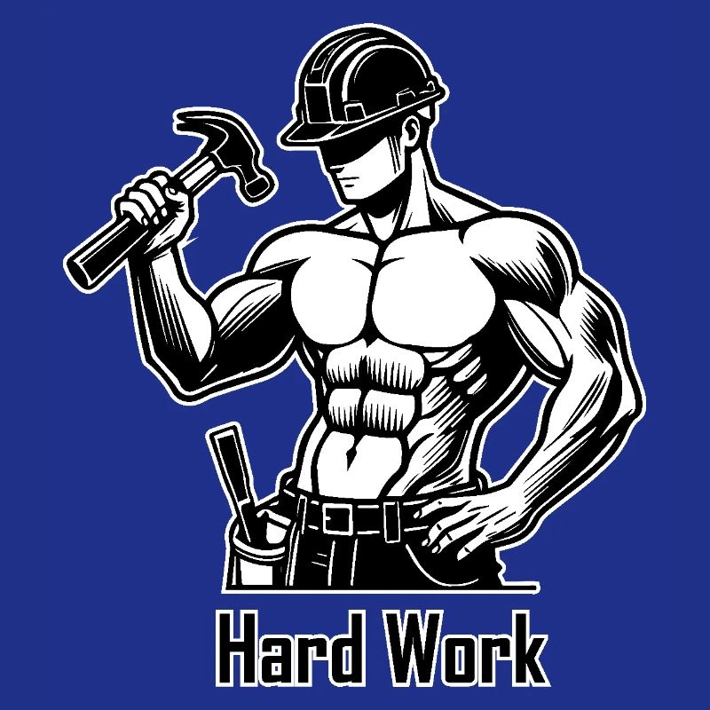 Topless construction worker - Hard Work Design