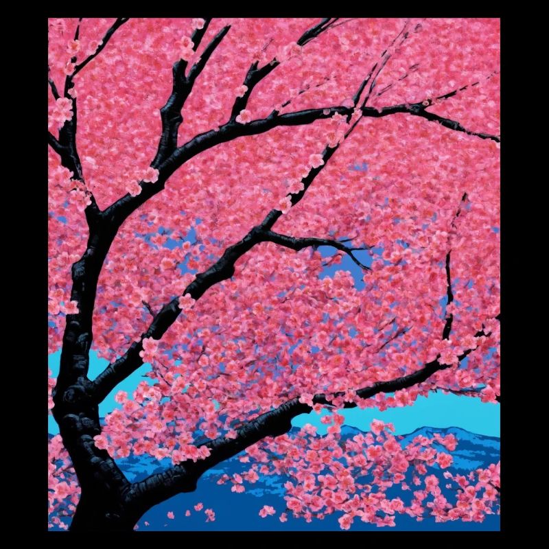 Kirschblüte vor dem Hintergrund der Berge