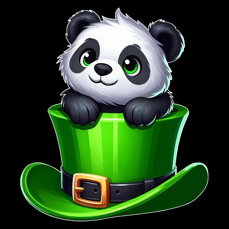 St Patrick's Day Panda Cylinder Shamrock