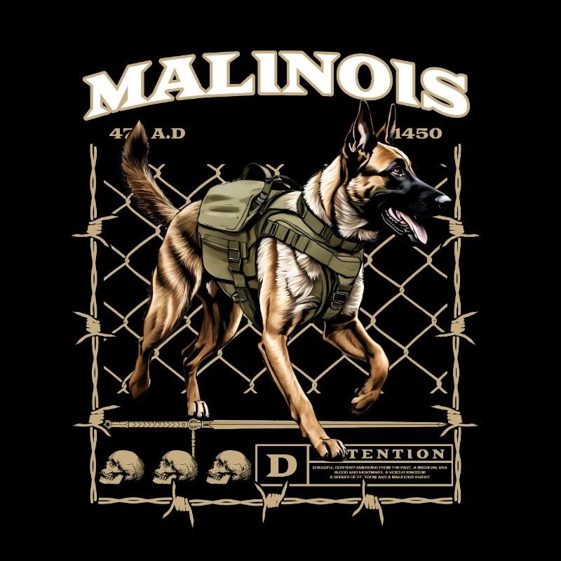 Malinois mit Armee Rucksack