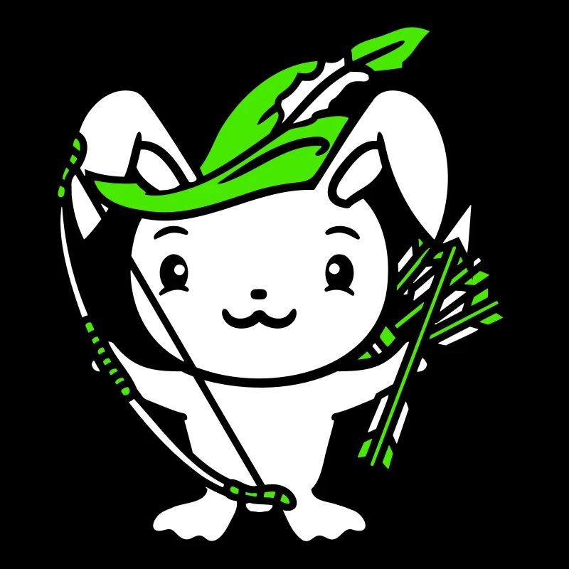 Lapin flèche arc plume chapeau archer médiéval