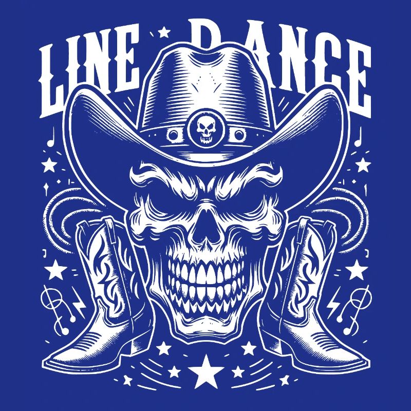 Line Dance Skull mit Stetson und Boots und Lasso