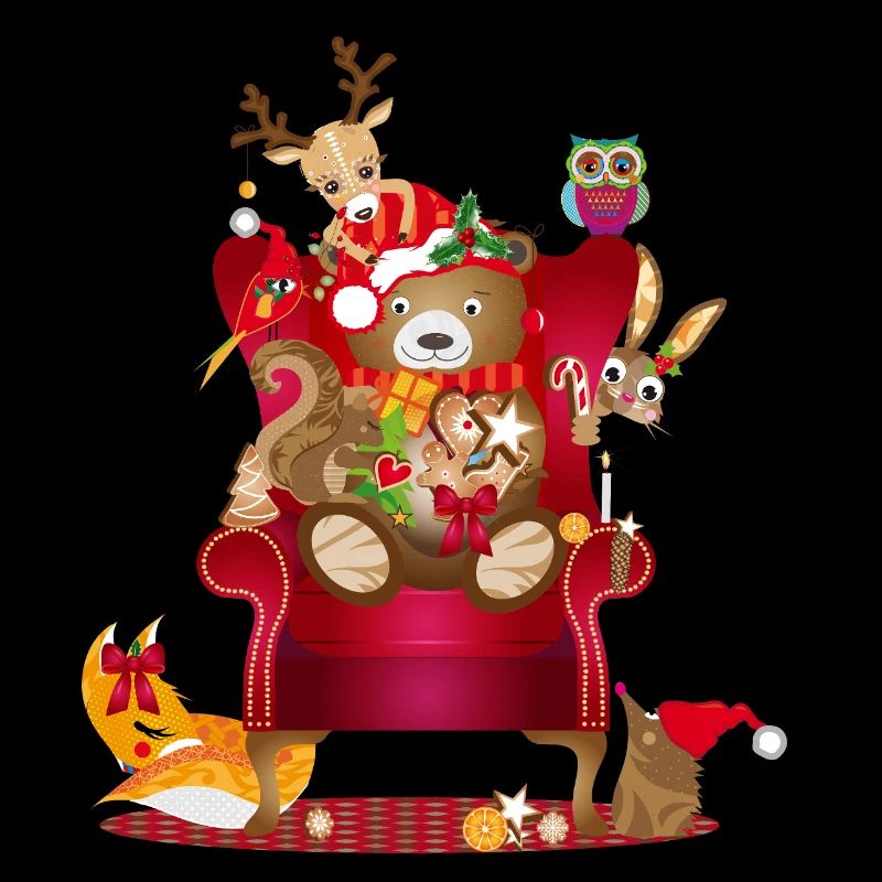 Scène de Noël confortable avec des animaux avec du charme
