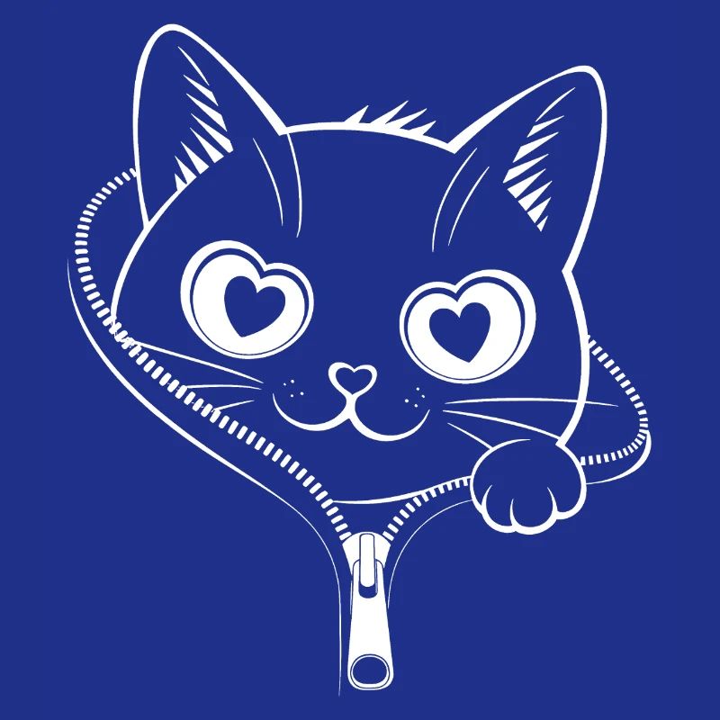 Chat à fermeture éclair mignon - Kawaii Heart Eyes Kitty