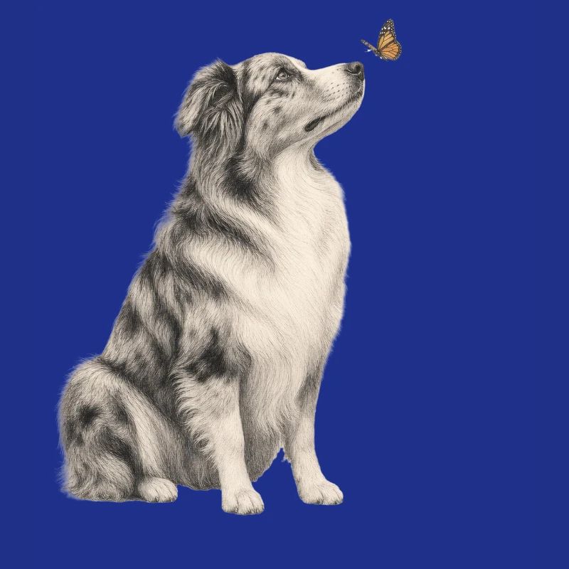 Border Collie avec millésime papillon