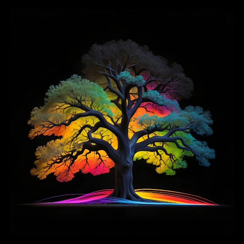 Arbre aux couleurs fluorescentes