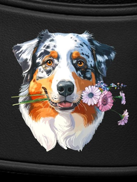 Aussie mit Blumen