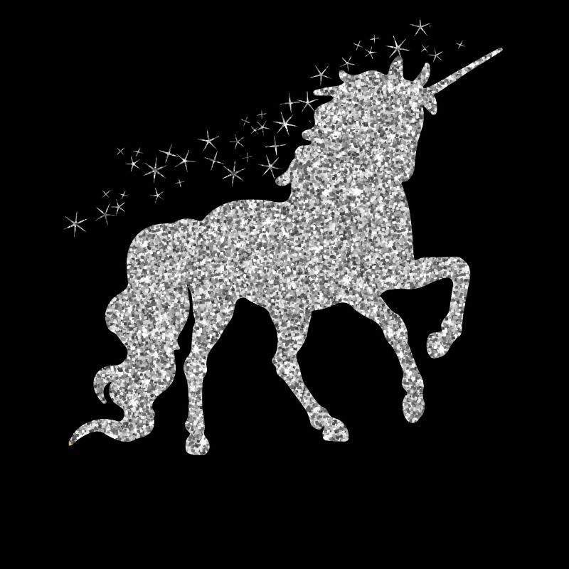 Das silberne glitzer Einhorn