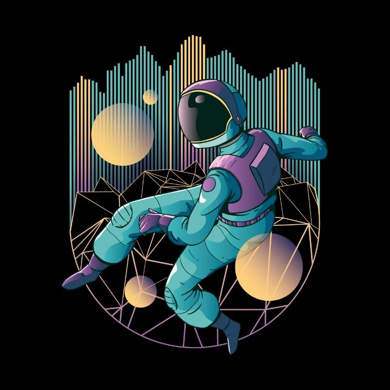 Techno Astronaut in coolen Neon Farben