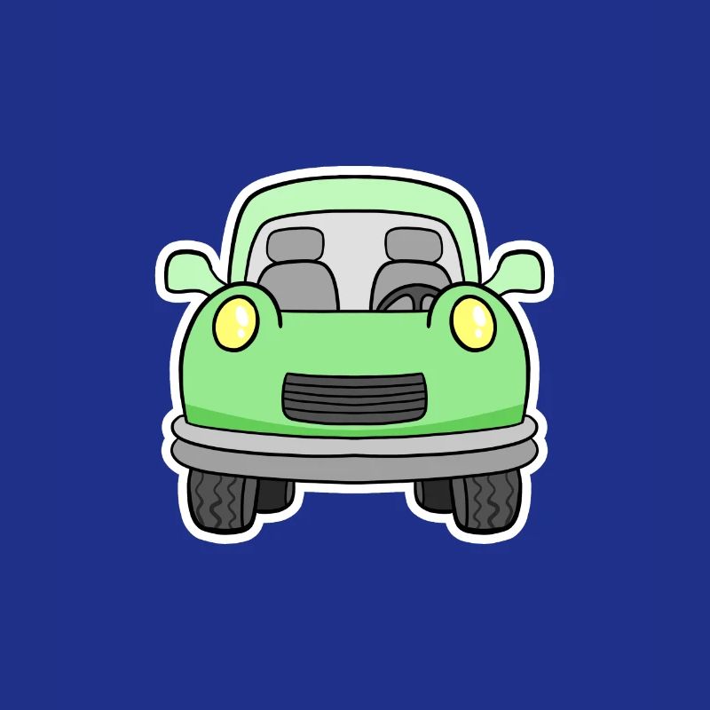 Vue frontale joyeuse de chariot vert