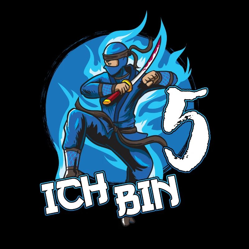 Blauer Ninja Fünften 5 Geburtstag Junge Geschenk