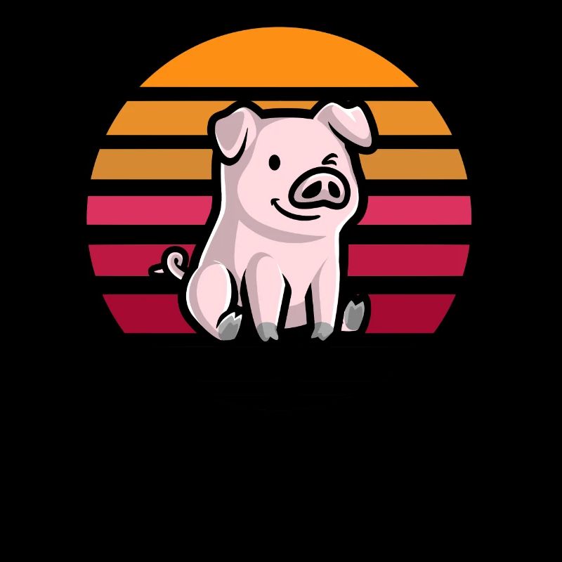 Cochon au coucher du soleil rétro