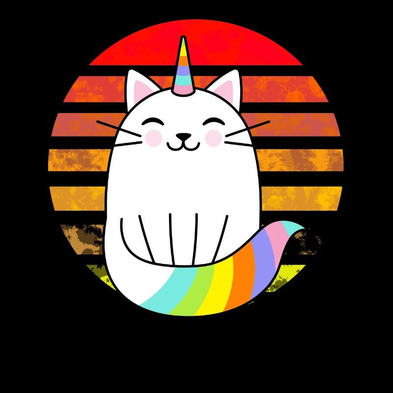 Coucher de soleil arc-en-ciel chat licorne