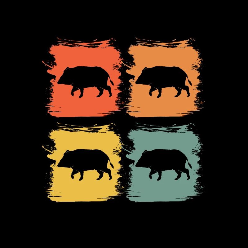 Wildschwein Wildtier Retro Pop Art Geschenkidee