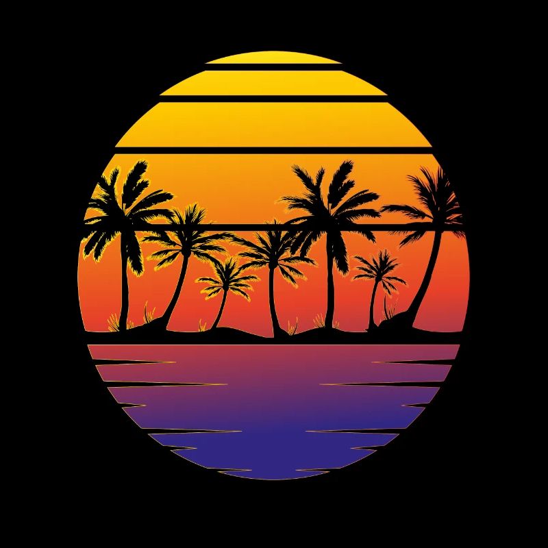 Summer beach palm trees