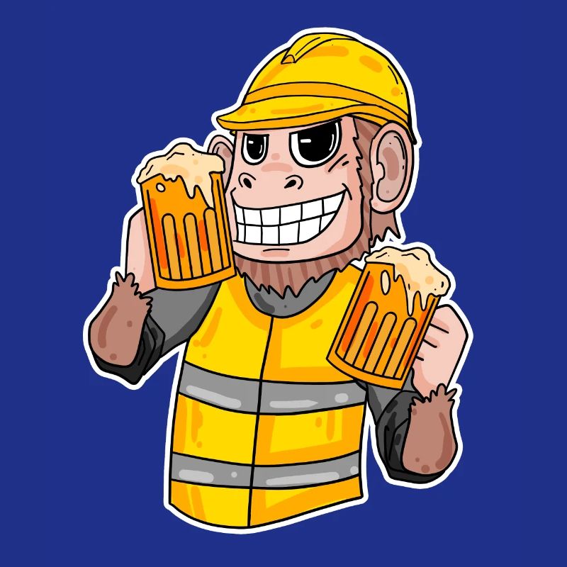 Construction site monkey beer funny gift