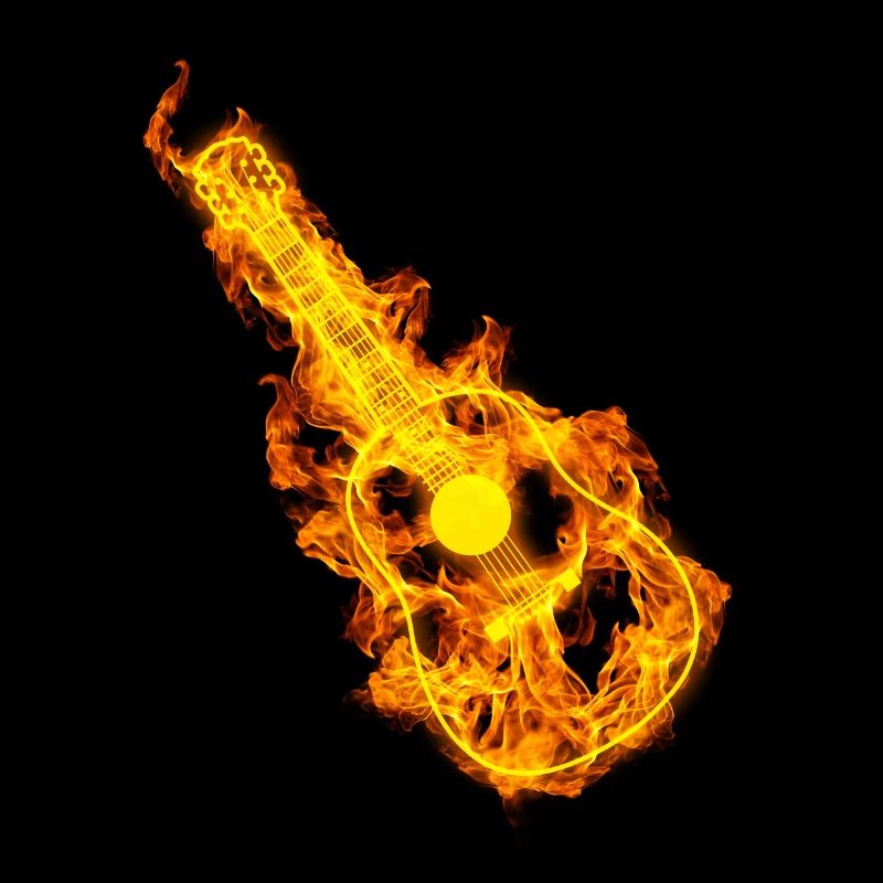 Acoustic Guitar On Fire Guitar Lover Gift Idea